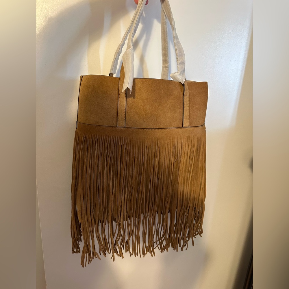 Michael Kors Collection Suede Fringe Tote Bag